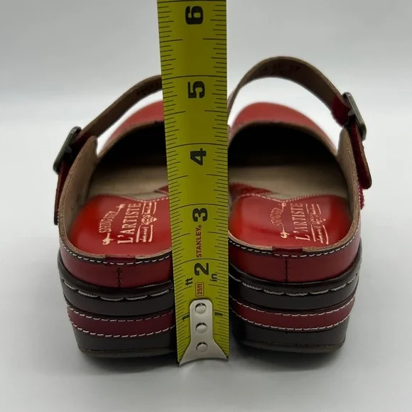Spring Step L’Artiste Aneria Red Mary Jane Leather Clogs Size 37 (US 6.5–7) NWB - Picture 7 of 12